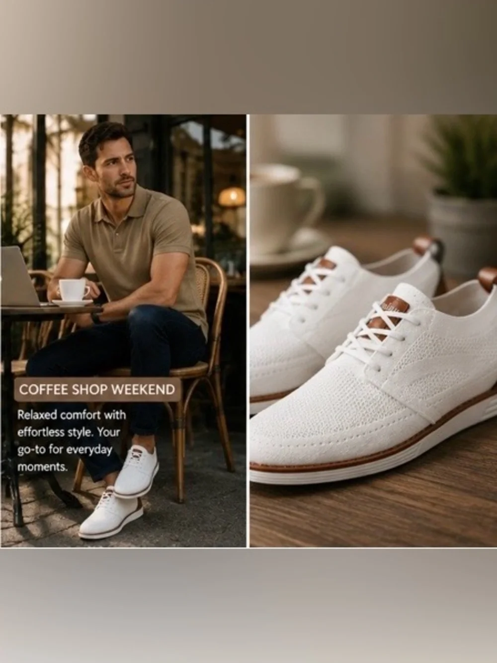 Men’s White Knit Oxford Sneakers | Lightweight Casual Lace-Up Shoes